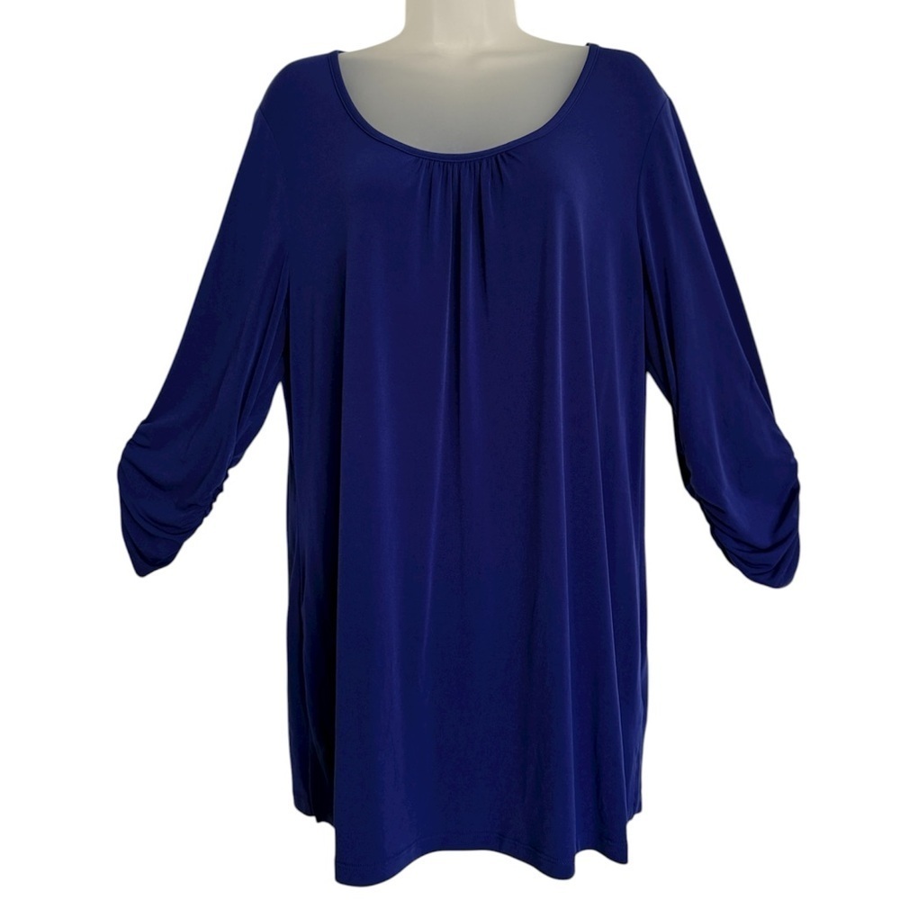 Susan Graver Liquid Knit Tunic Top Vibrant Blue Size Medium